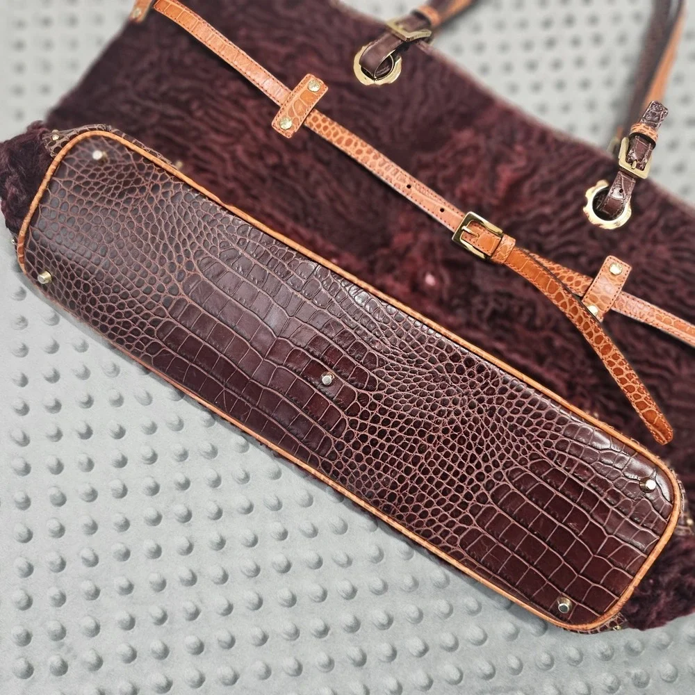 ETRO Velvet Embossed Leather Tote Bag‎ Purse